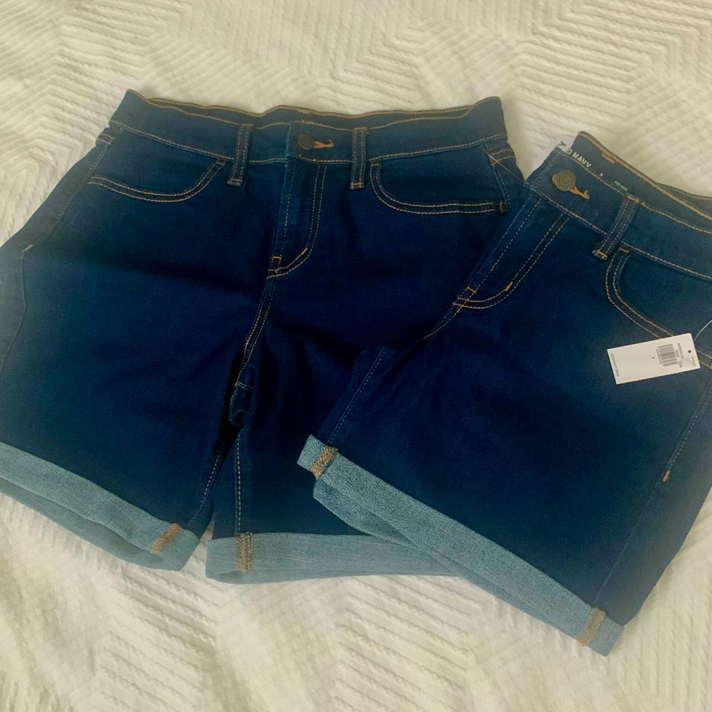2 pairs Old Navy jean shorts 5” and 7” inseam denim size 2